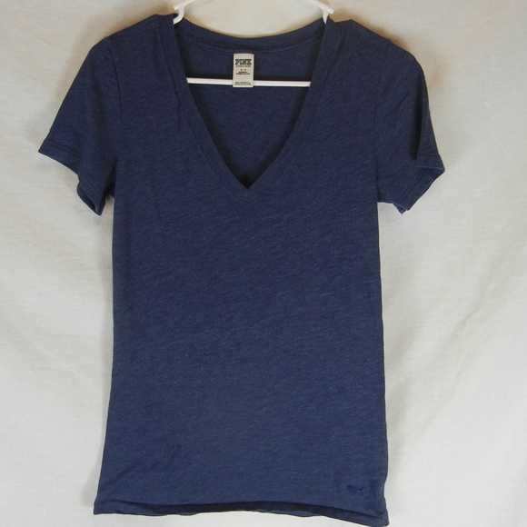 PINK Victoria's Secret Tops - Victoria Secret Dark Blue V-neck Sleeper T-Shirt
